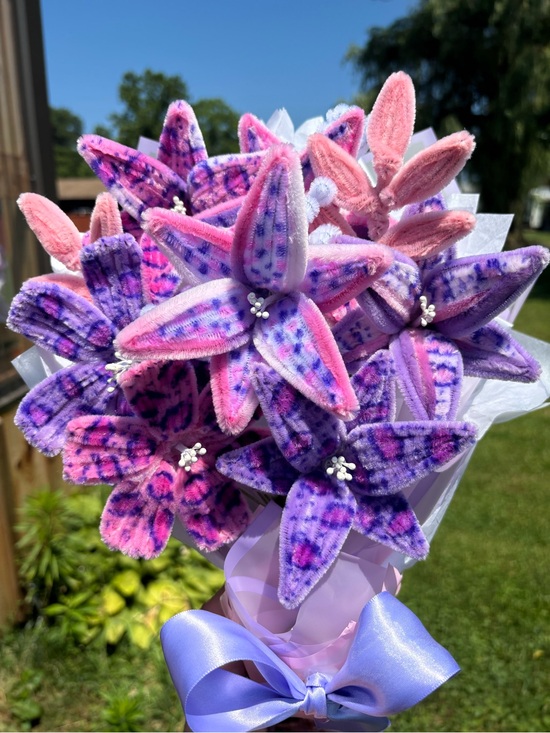 Other - Handmade Pink and Purple Wrapped Floral Bouquet